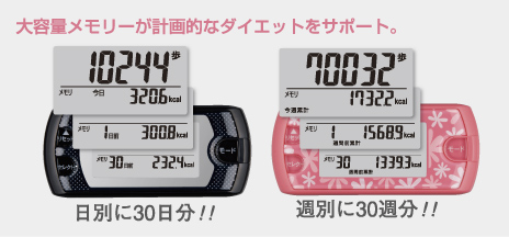 【万歩計®・歩数計】ポケット万歩　EX-500(ポケット・バッグインインタイプ万歩計、30日・30週間分の大容量メモリー万歩計）